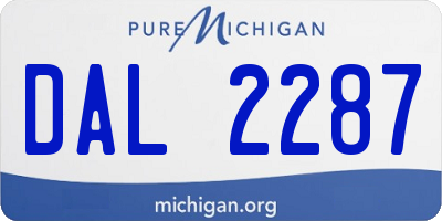 MI license plate DAL2287