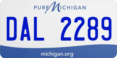 MI license plate DAL2289