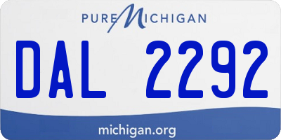 MI license plate DAL2292