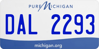 MI license plate DAL2293