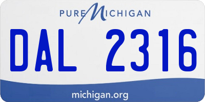 MI license plate DAL2316