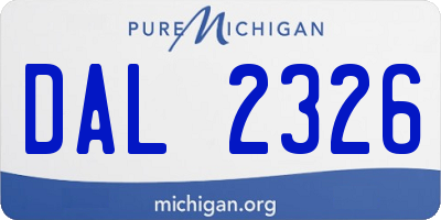 MI license plate DAL2326