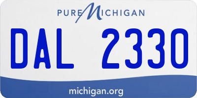 MI license plate DAL2330