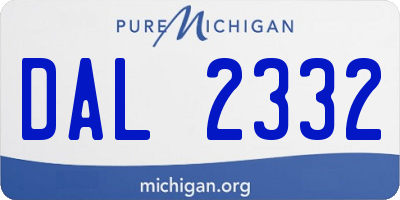 MI license plate DAL2332