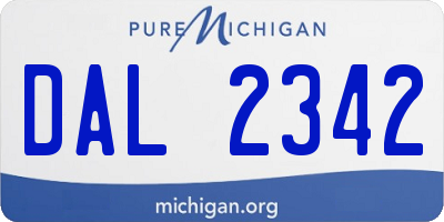 MI license plate DAL2342