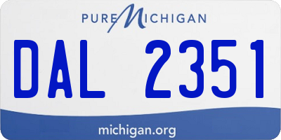 MI license plate DAL2351