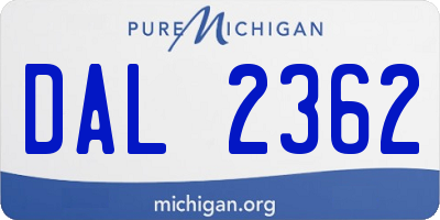 MI license plate DAL2362
