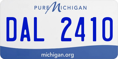 MI license plate DAL2410