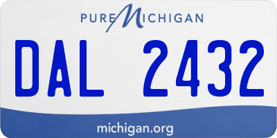 MI license plate DAL2432