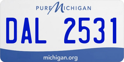 MI license plate DAL2531