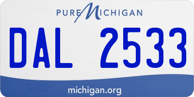 MI license plate DAL2533