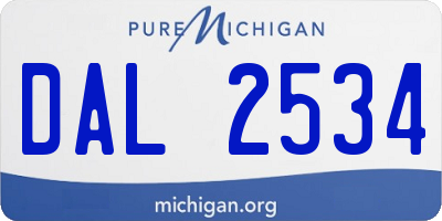 MI license plate DAL2534