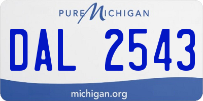 MI license plate DAL2543