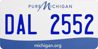 MI license plate DAL2552