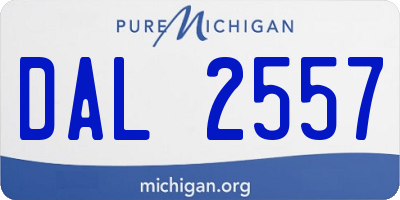 MI license plate DAL2557