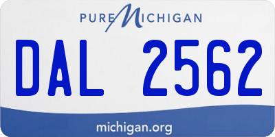 MI license plate DAL2562