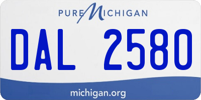 MI license plate DAL2580