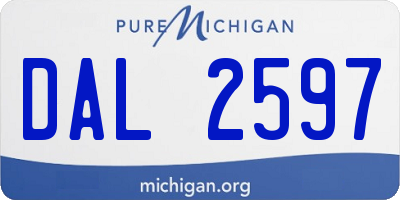 MI license plate DAL2597