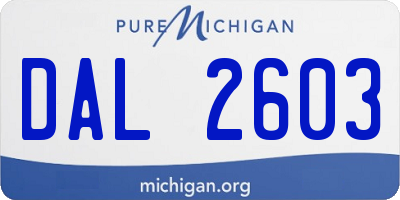 MI license plate DAL2603