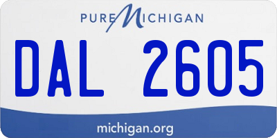 MI license plate DAL2605