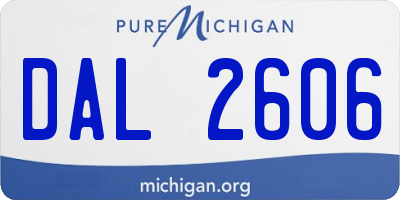 MI license plate DAL2606