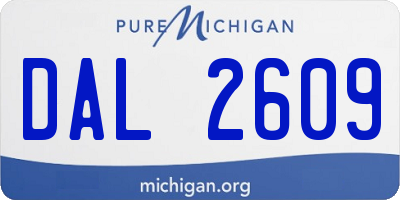 MI license plate DAL2609