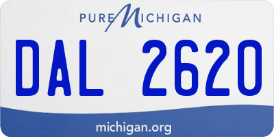 MI license plate DAL2620
