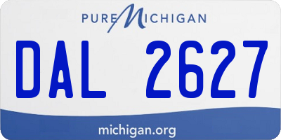 MI license plate DAL2627
