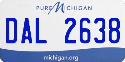 MI license plate DAL2638