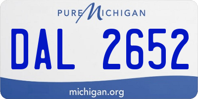 MI license plate DAL2652