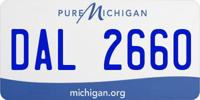 MI license plate DAL2660