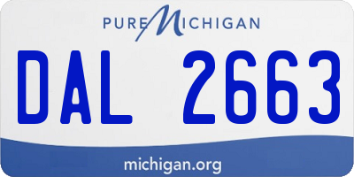 MI license plate DAL2663