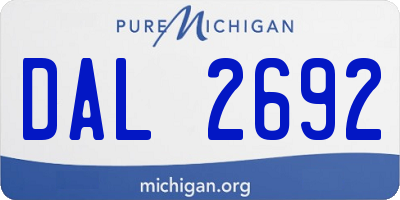 MI license plate DAL2692