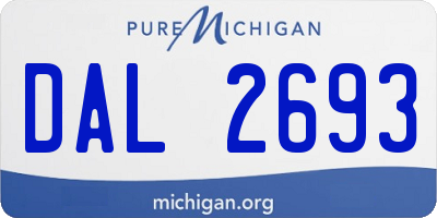 MI license plate DAL2693