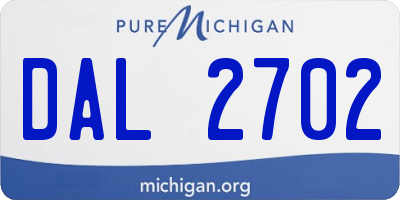 MI license plate DAL2702