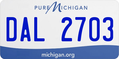 MI license plate DAL2703