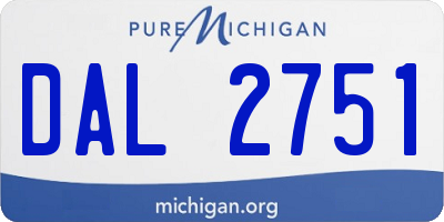 MI license plate DAL2751