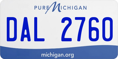 MI license plate DAL2760