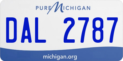 MI license plate DAL2787