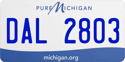 MI license plate DAL2803