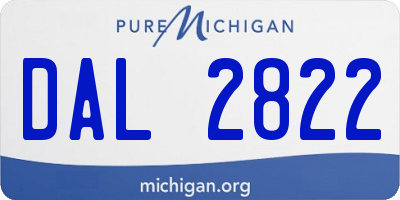 MI license plate DAL2822