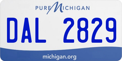 MI license plate DAL2829