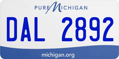 MI license plate DAL2892