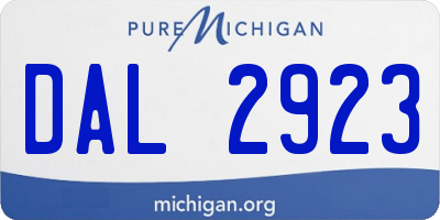MI license plate DAL2923