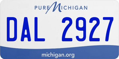 MI license plate DAL2927