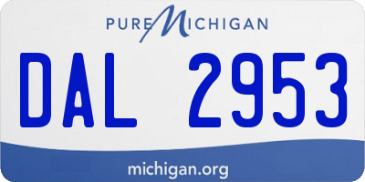 MI license plate DAL2953