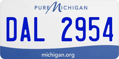 MI license plate DAL2954