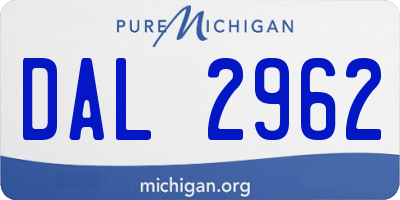 MI license plate DAL2962