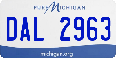 MI license plate DAL2963