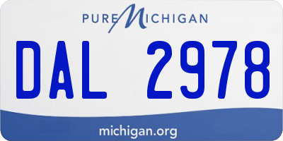 MI license plate DAL2978